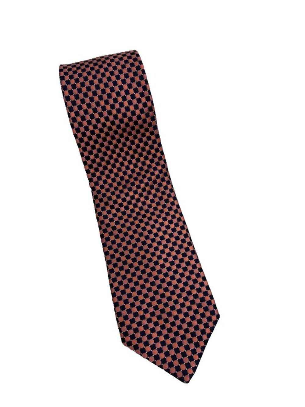 Nautica Mens Tie Silk Navy Blue Coral Polka Dot Classic Business USA Made